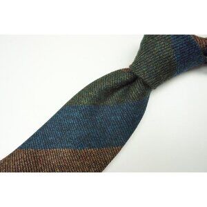 Cesare Attolini Blue Brown Green 100% Wool Woven Tie BRAND NEW